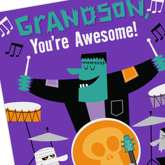 You Rock Monster Band Halloween Card for Grandson, , large image number 4