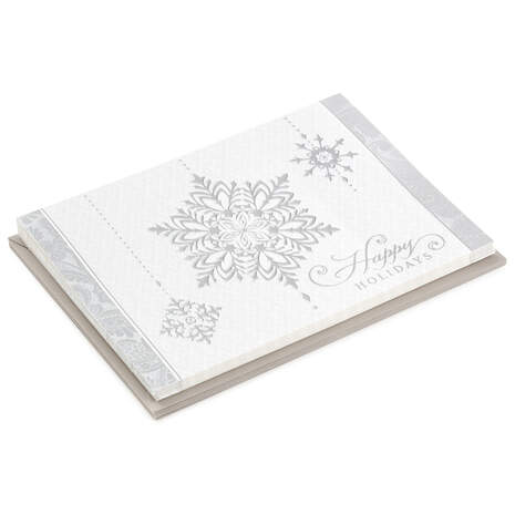 Silver Snowflakes Boxed Holiday Cards, Pack of 10, , large