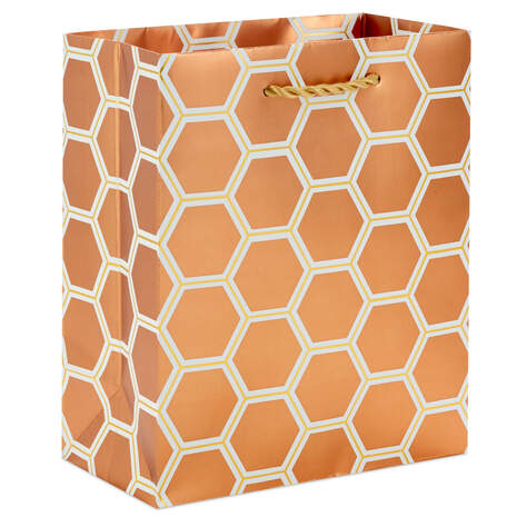 6.5" Copper Hexagons Small Gift Bag, , large
