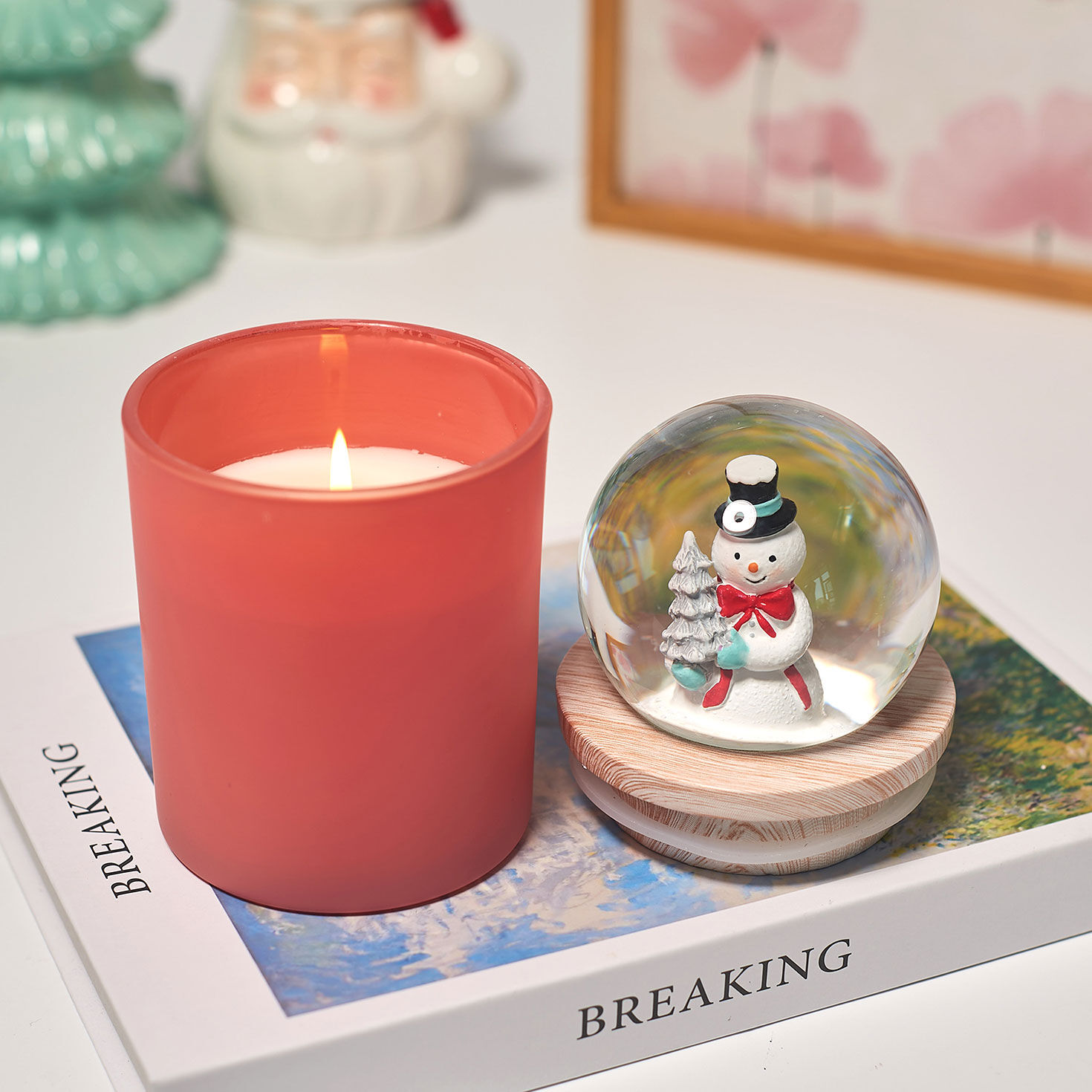 Pink Sugar Cookie Scented Snowman Snow Globe Candle for only USD 19.99 | Hallmark