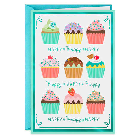 Cupcakes Lots of Happy Birthday Card, , large