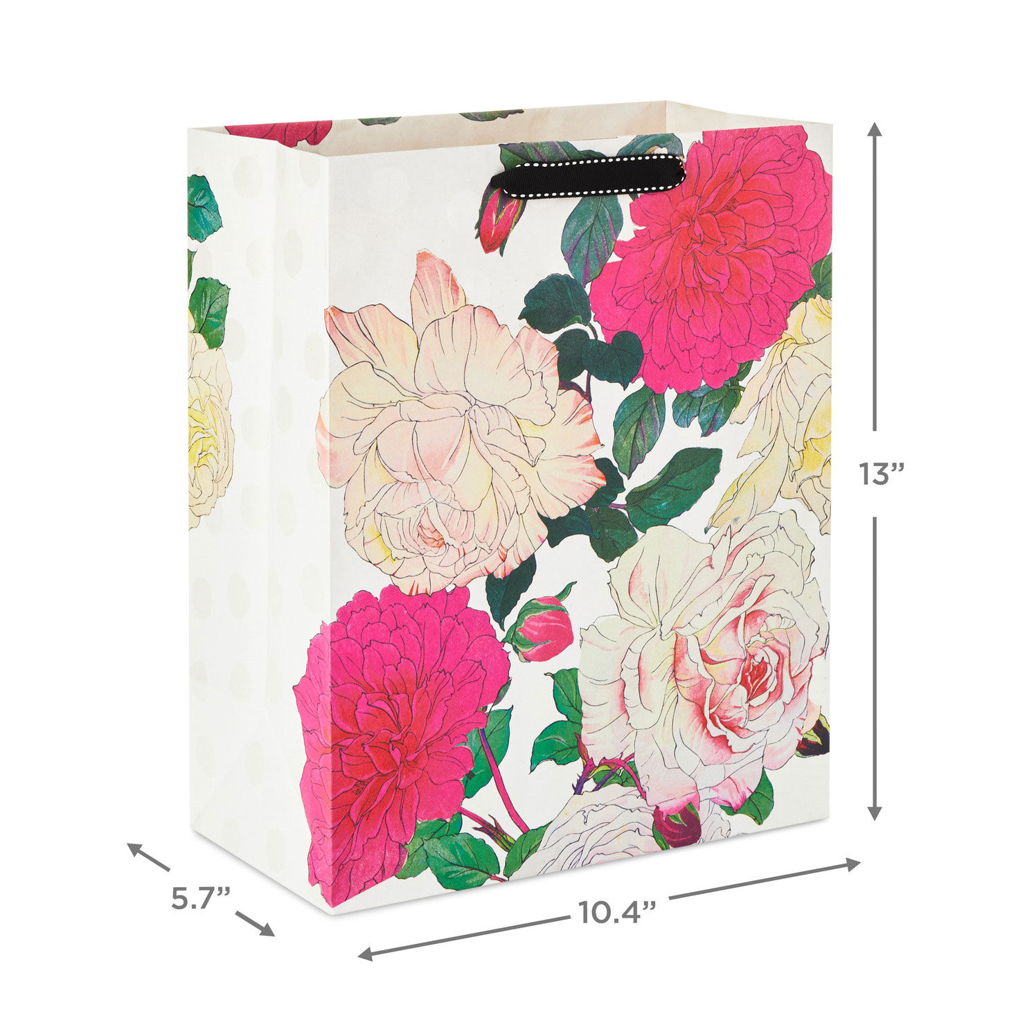 Illustrated Roses Large Gift Bag measurement image number 3