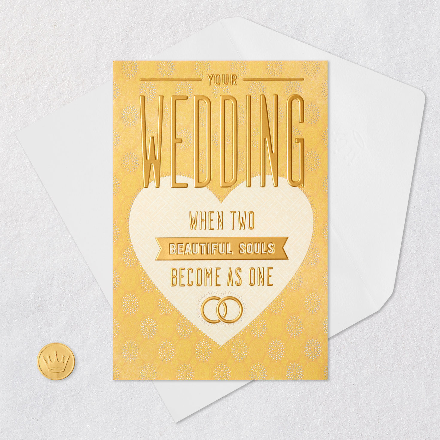 Heart and Gold Rings Wedding Card  image number 6