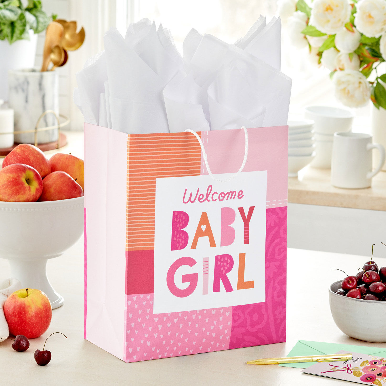 13" Welcome Baby Girl Large New Baby Gift Bag for only USD 4.99 | Hallmark