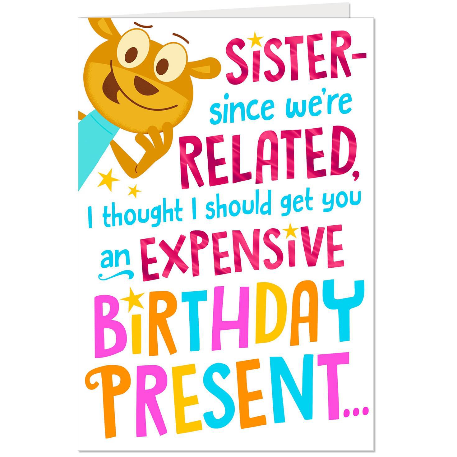 Expensive Birthday Present Funny Birthday Card For Sister