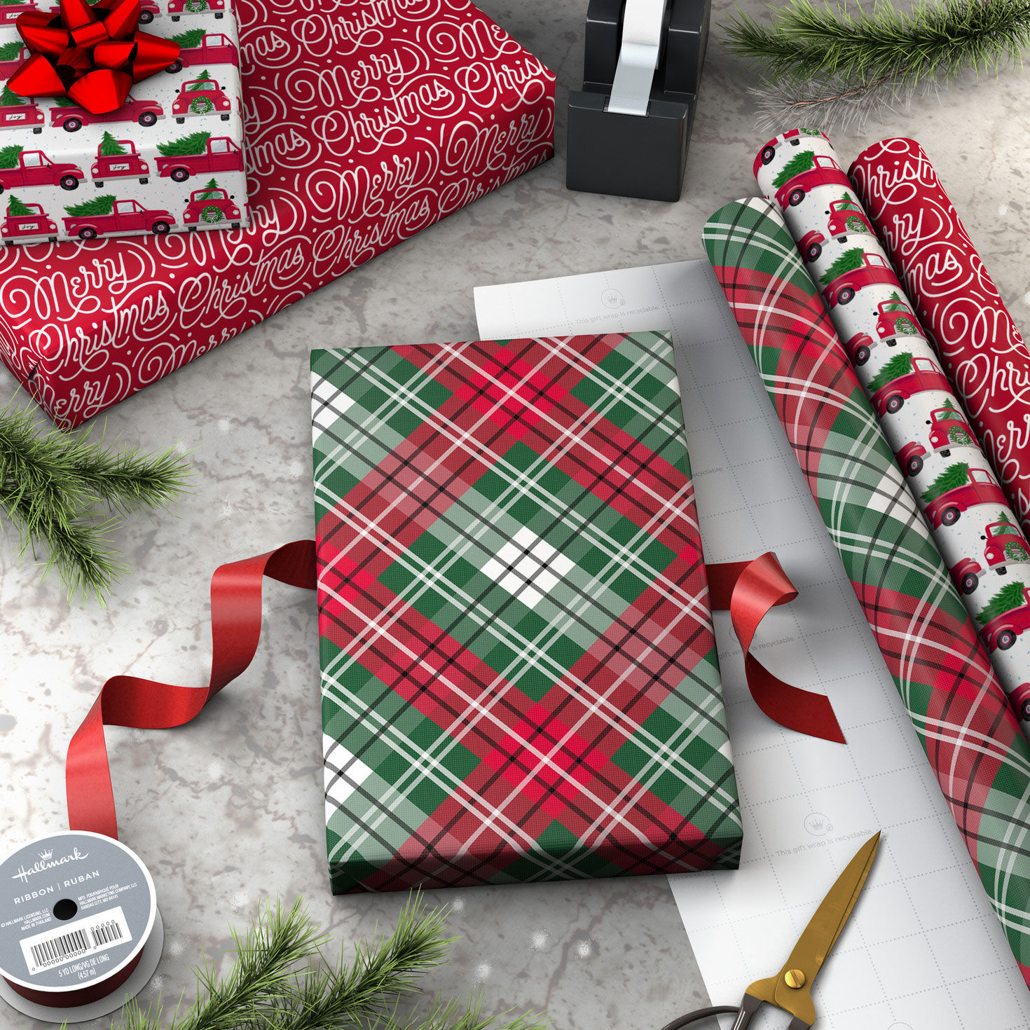 Vintage Classics 3-Pack Christmas Wrapping Paper wrapped packages image number 3