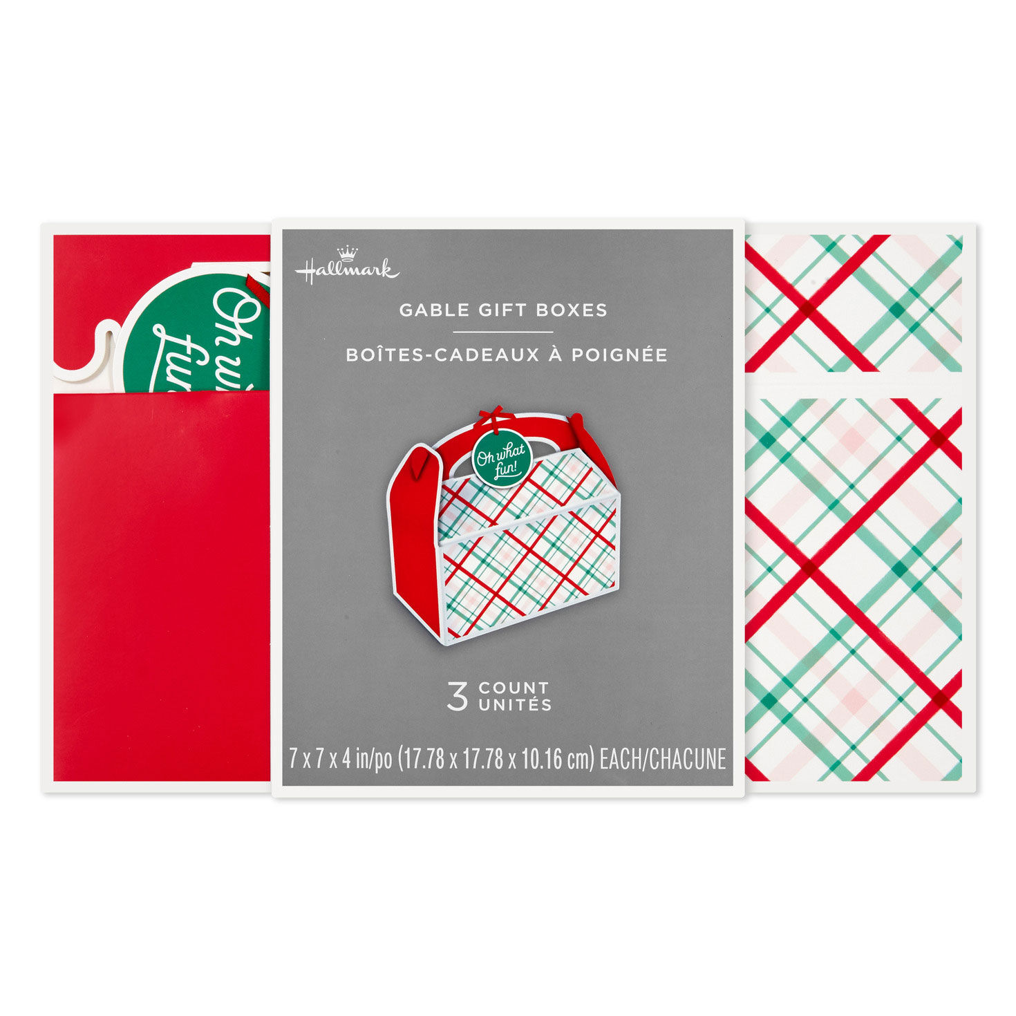 Oh What Fun Plaid 3-Pack Christmas Gable Boxes package front image number 7
