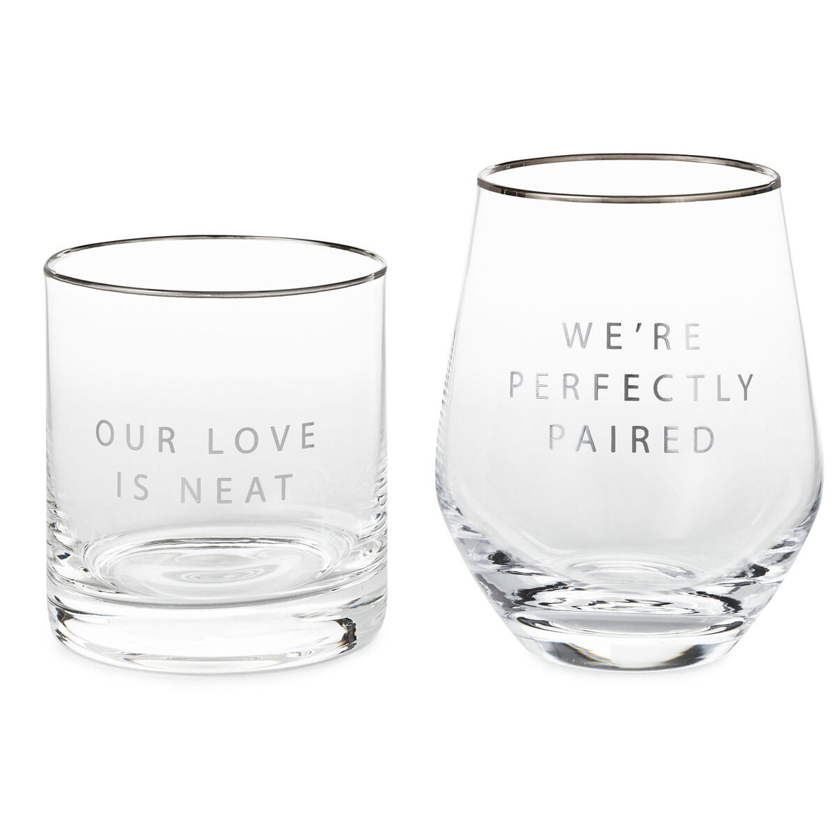 Lowball and Stemless Wine Glass, Set of 2 Wine Glasses & Wine