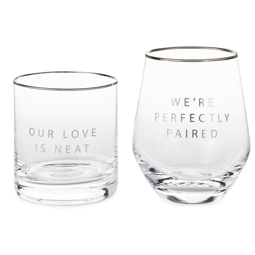 Lowball and Stemless Wine Glass, Set of 2, 