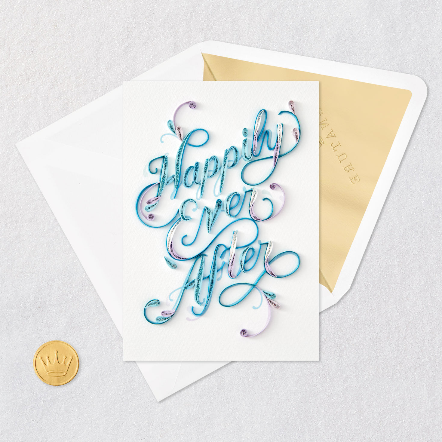 Blue and White Letters Quilled Paper Wedding Card Pop-up Card Detail image number 5