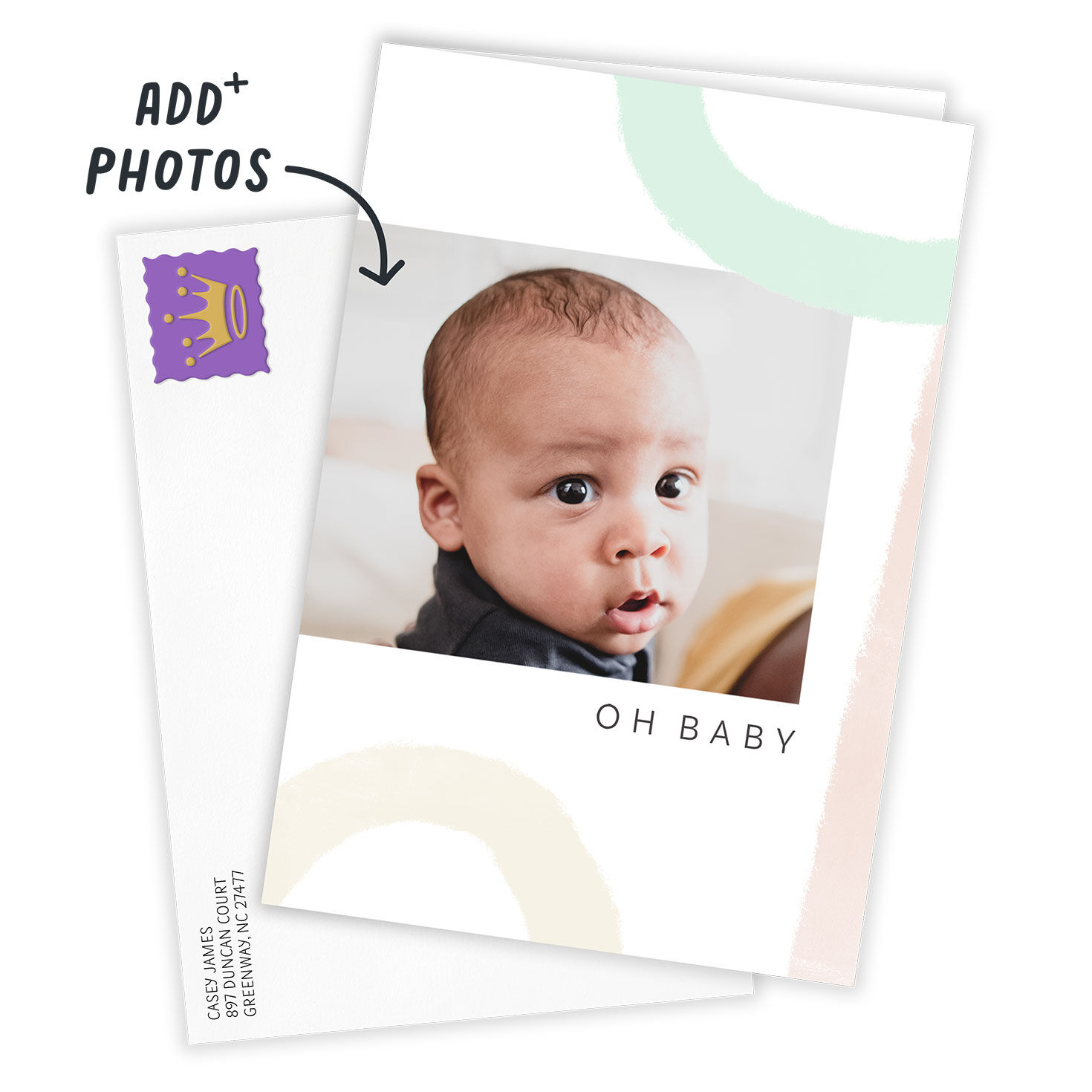 Personalized Pastel Half Circles Photo Card  image number 2