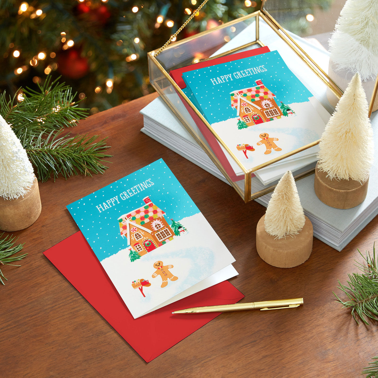 Gingerbread House Boxed Christmas Cards In use image number 7