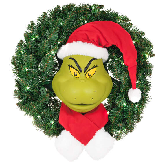 Dr. Seuss's How the Grinch Stole Christmas!™ The Grinch Wreath With Light, Sound and Motion, 24”
