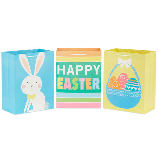11.5" Easter Fun 3-Pack Assorted Large Gift Bags, 