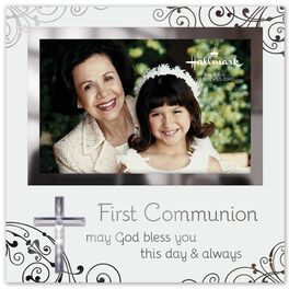 First Communion Glass Picture Frame With Cross, 4x6, First Communion Glass Picture Frame With Cross, 4x6, , large