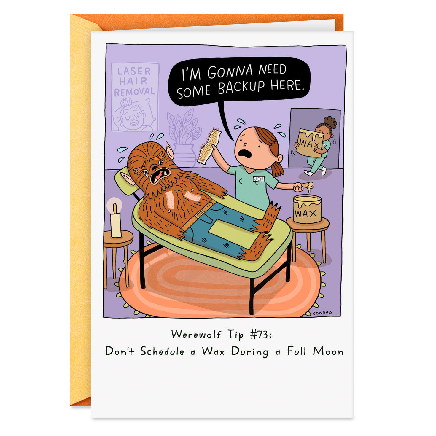 Werewolf's Hairy Situation Funny Halloween Card