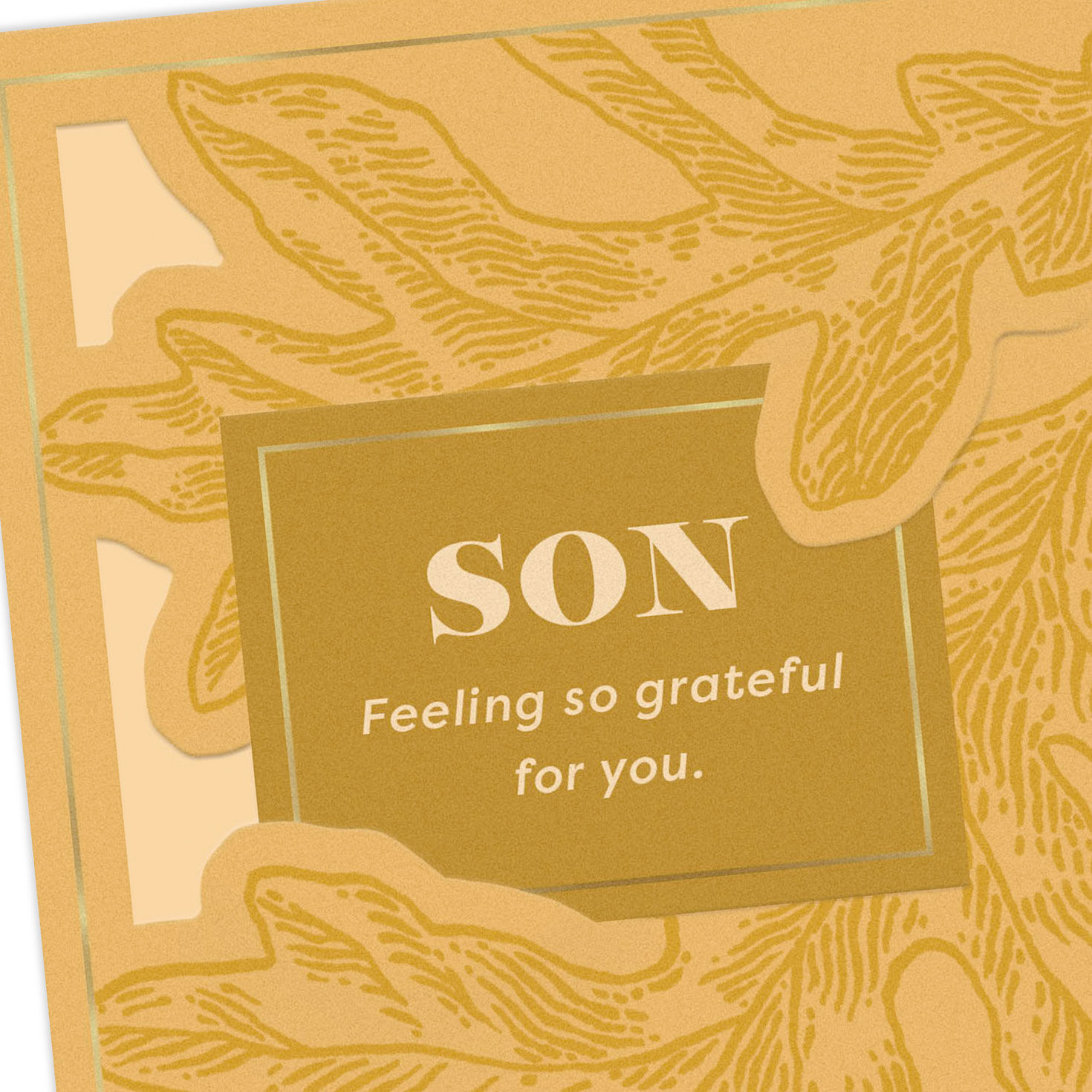 Gold Oak Leaf Thanksgiving Card for Son Card Front Detail image number 4