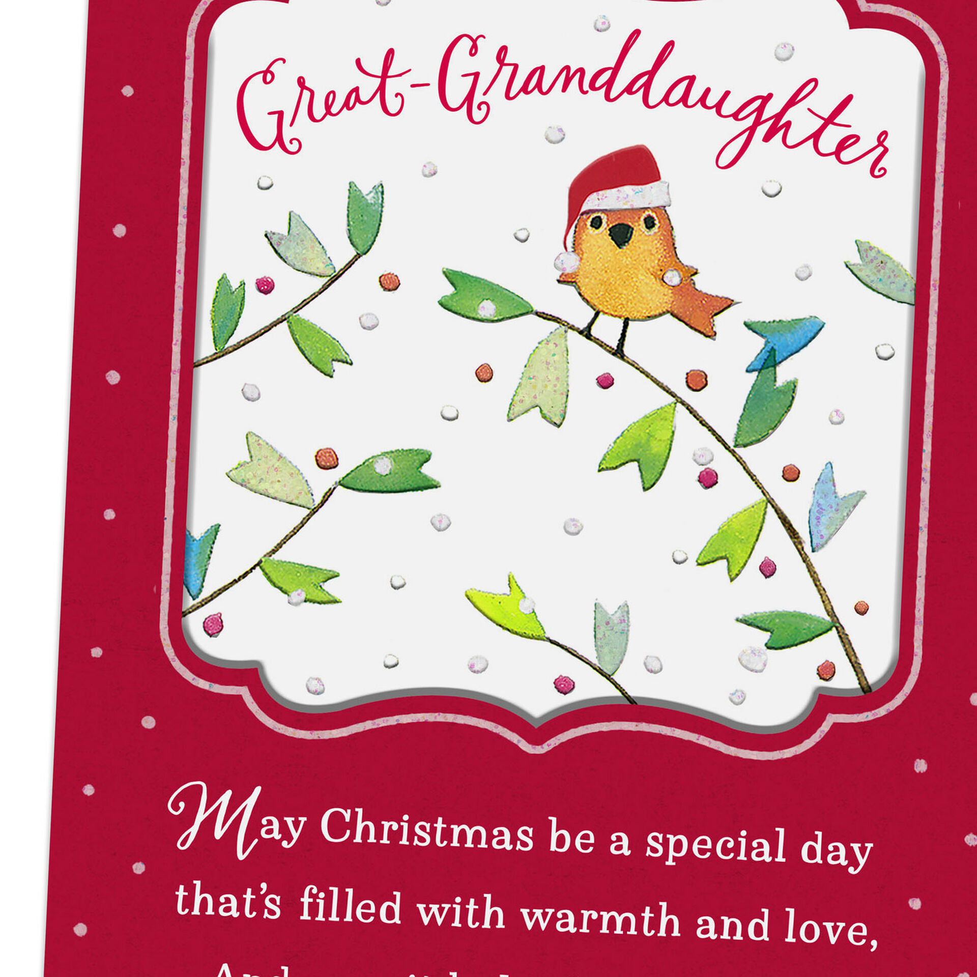 Love and Happiness Christmas Card for Great-Granddaughter - Greeting