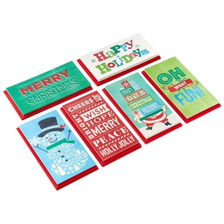 Vintage Letterpress Money Holder Boxed Christmas Cards Assortment, Pack of 36