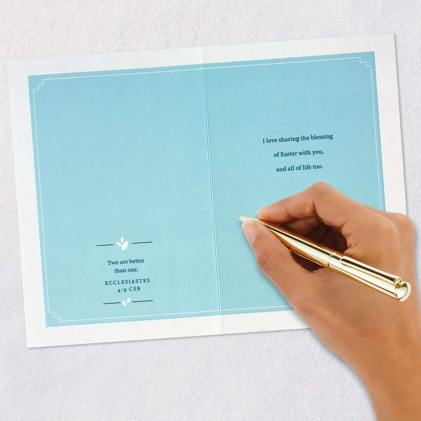 Pink Flowers on Blue Husband Easter Card signing card image number 7