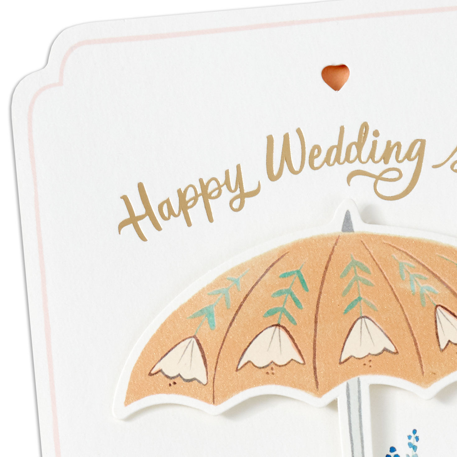 Orange Umbrella with Flowers Bridal Shower Card Card Front Detail image number 4