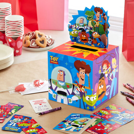 Disney and Pixar Toy Story Kids Classroom Valentines Set With Cards and Mailbox, 