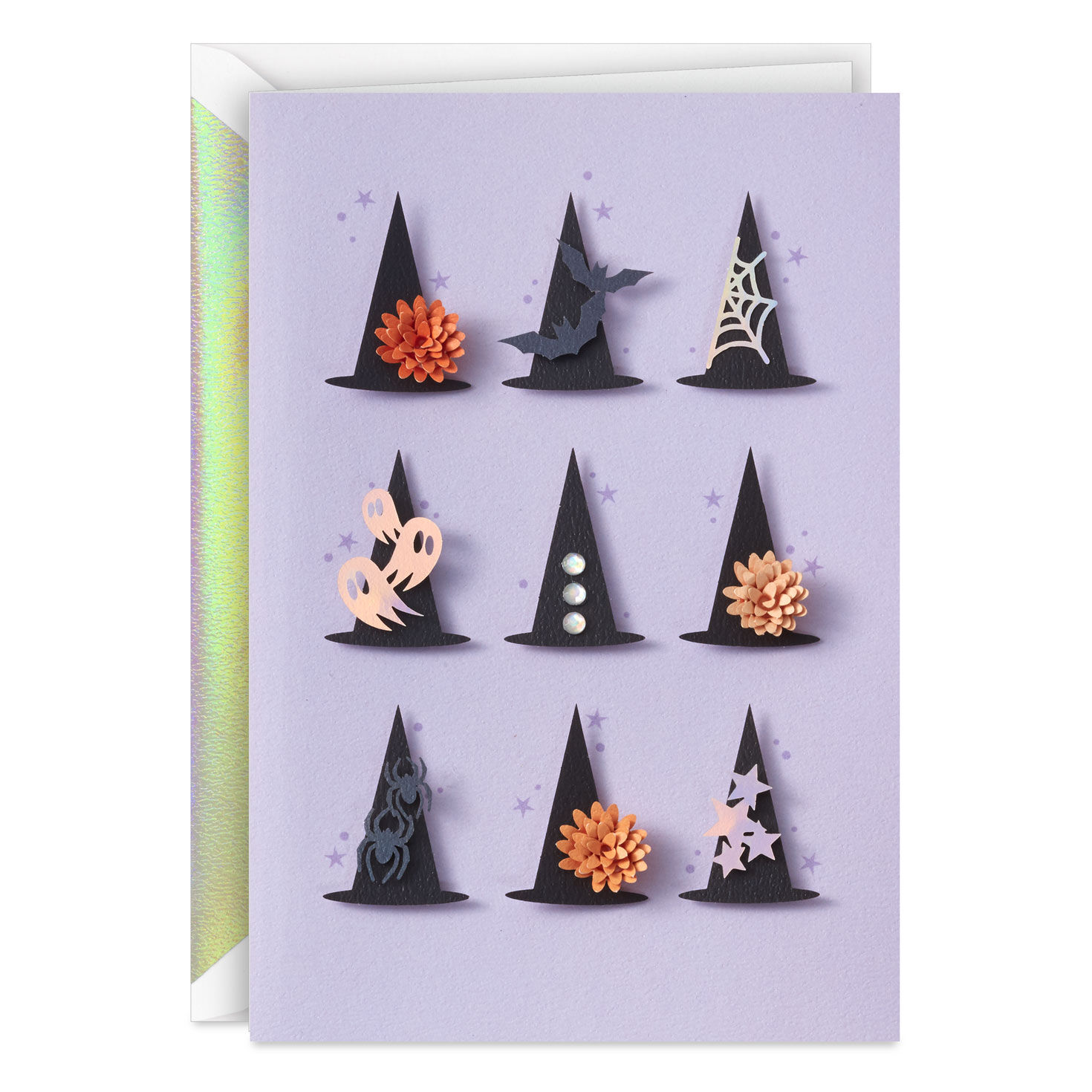 Witch's Hats on Purple Halloween Card