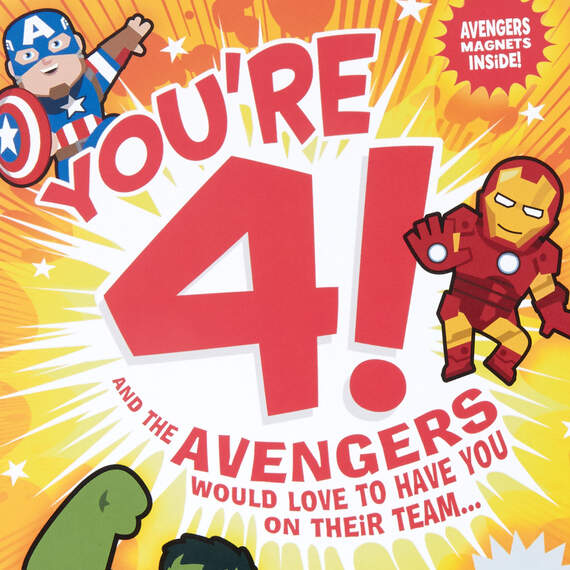 Marvel Avengers Kids 4th Birthday Card With Magnets, , large image number 4