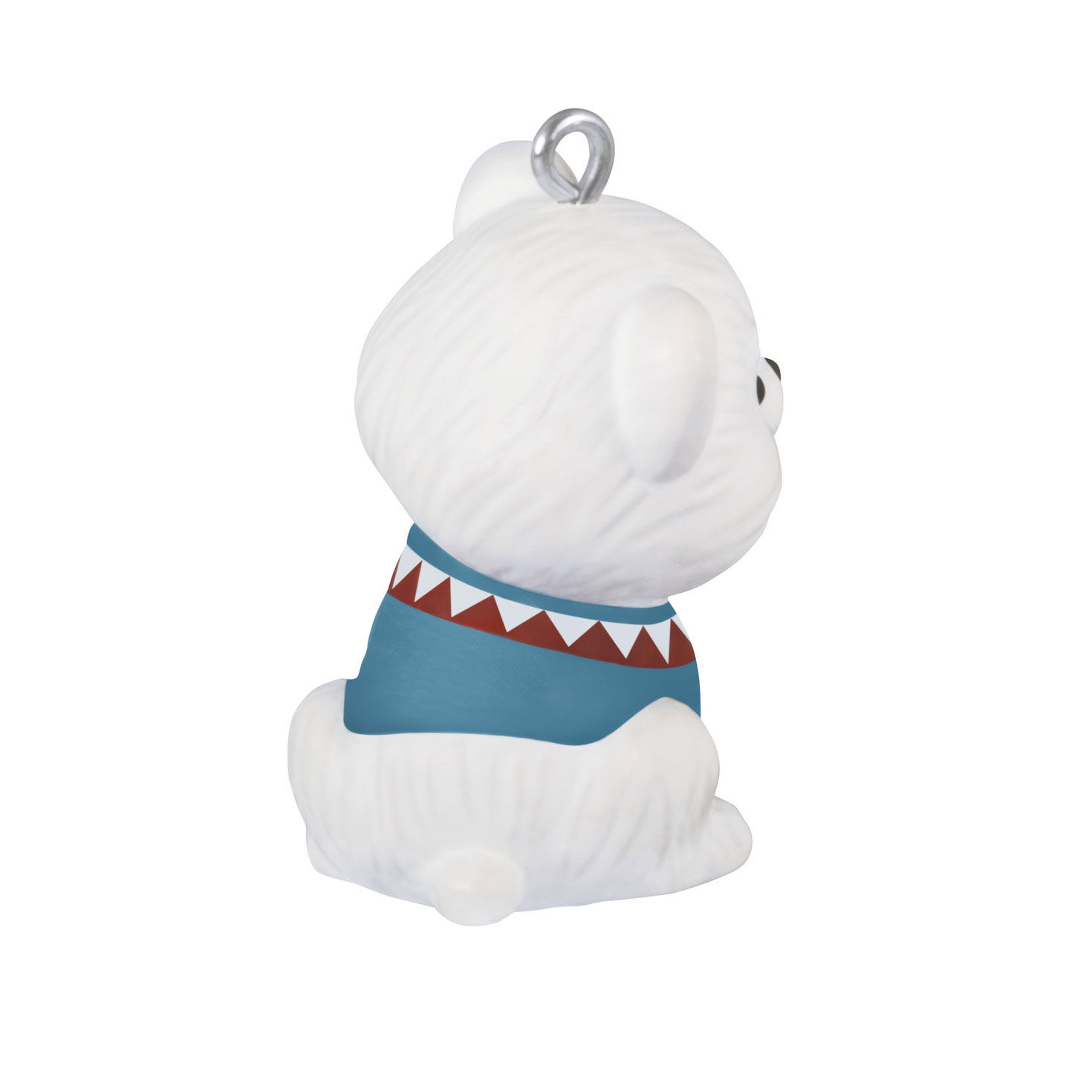 White Bear in Sweater Keepsake Ornament Back image number 6
