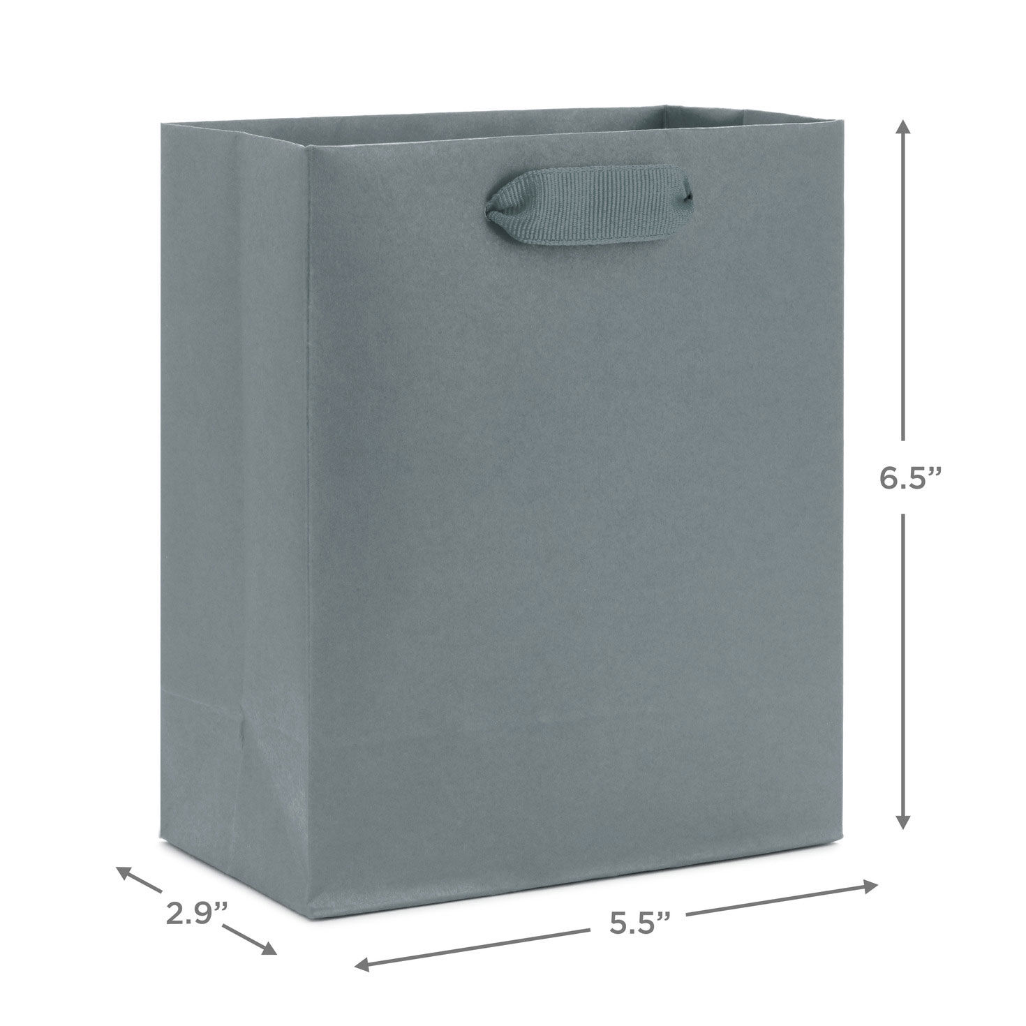 6.5" Solid Gray Small Gift Bag, Gray, large image number 3