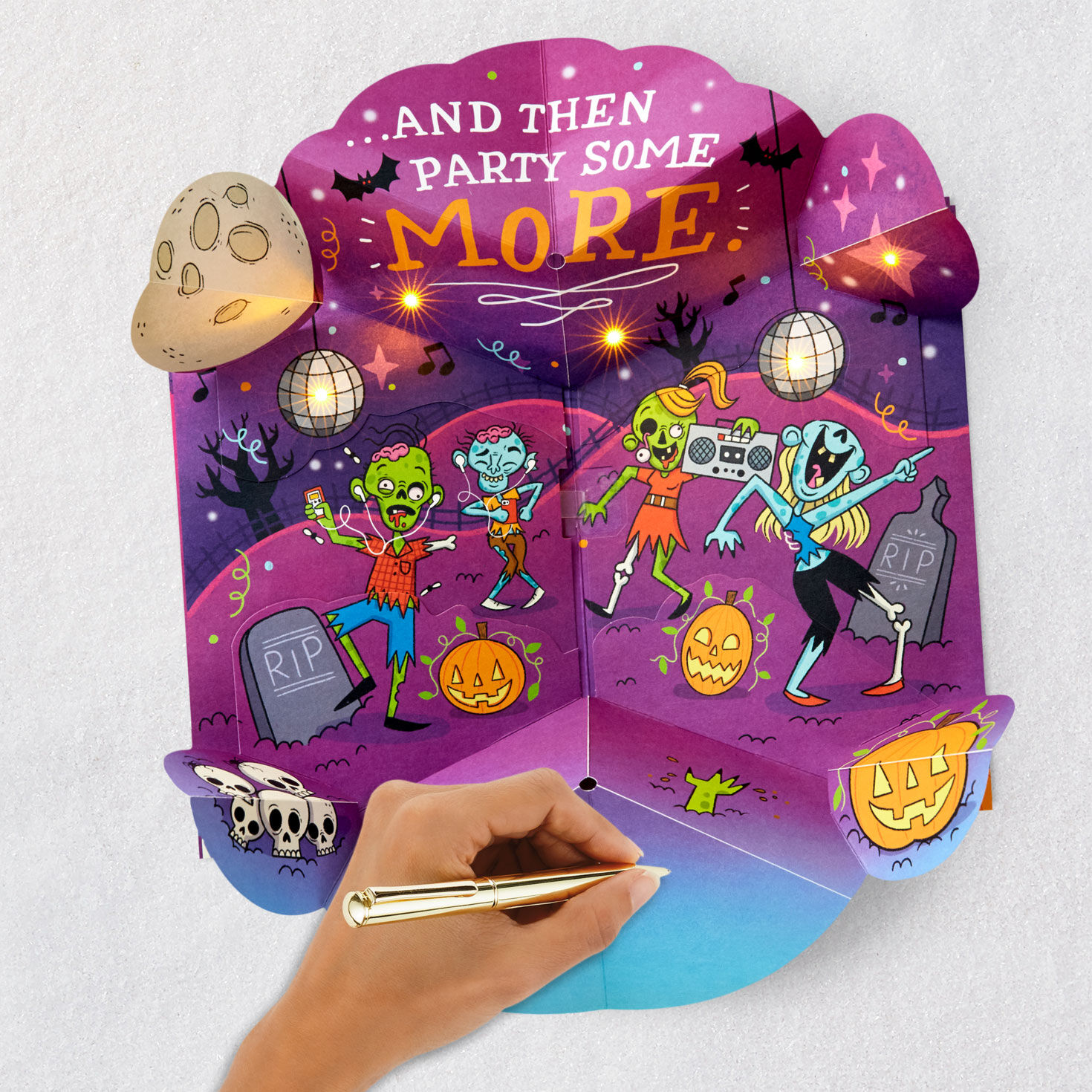 Zombie Dance Party Funny Musical Pop-Up Halloween Card With Light for only USD 10.99 | Hallmark