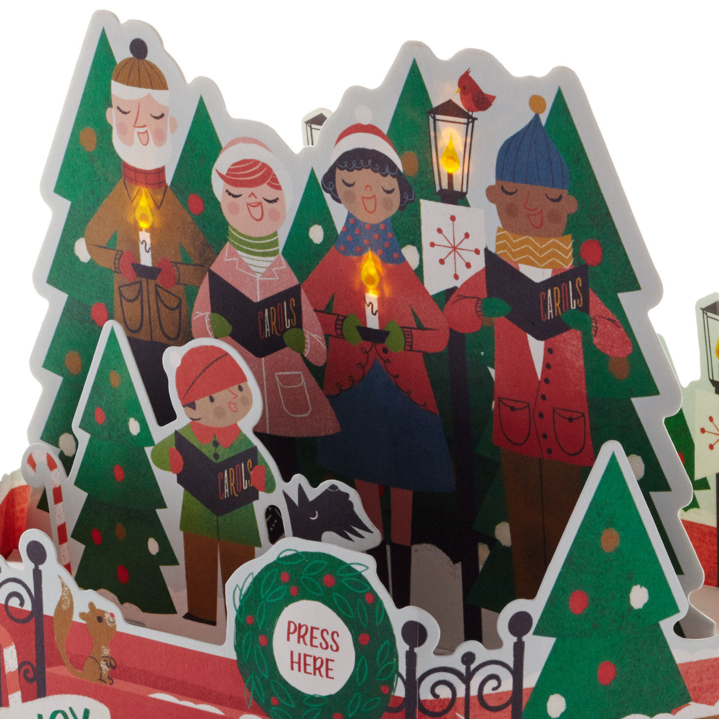 Carolers 3D Pop-Up Christmas Card with Light Card front detail image number 4