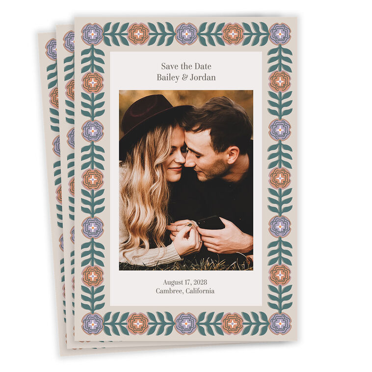 Arts and Crafts Floral Flat Wedding Save the Date