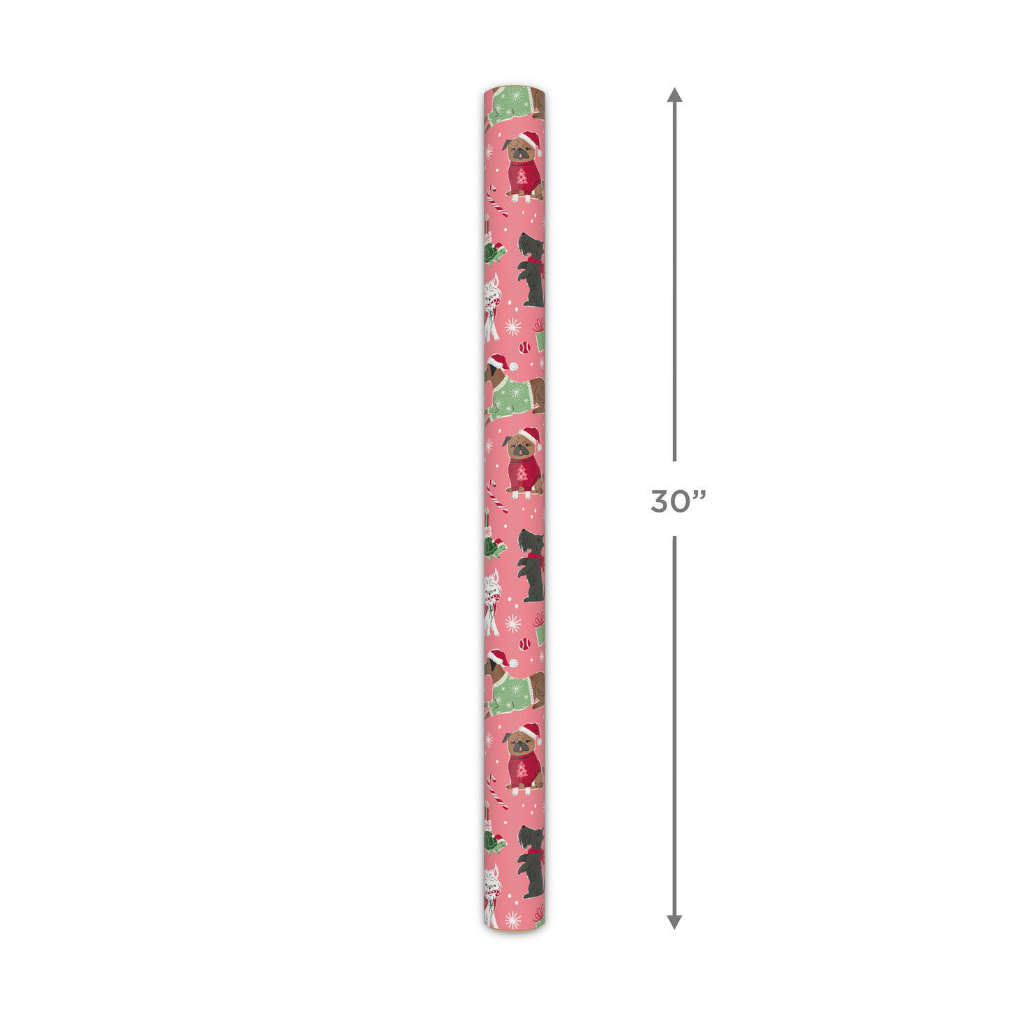 Cute Cats and Dogs on Pink Christmas Gift Wrap Measurement image number 5