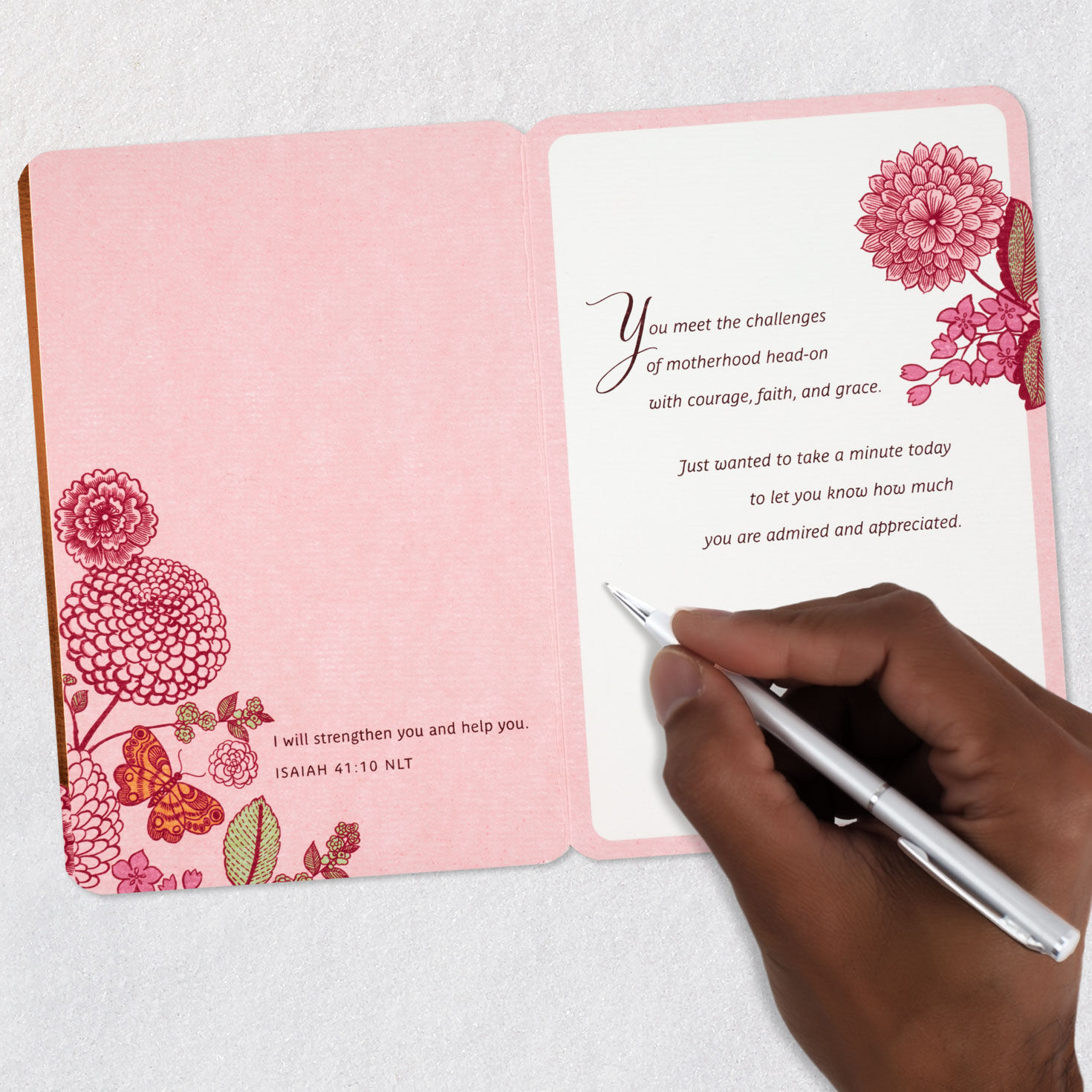 Butterfly and Flowers Religious Mother's Day Card Signing card image number 7
