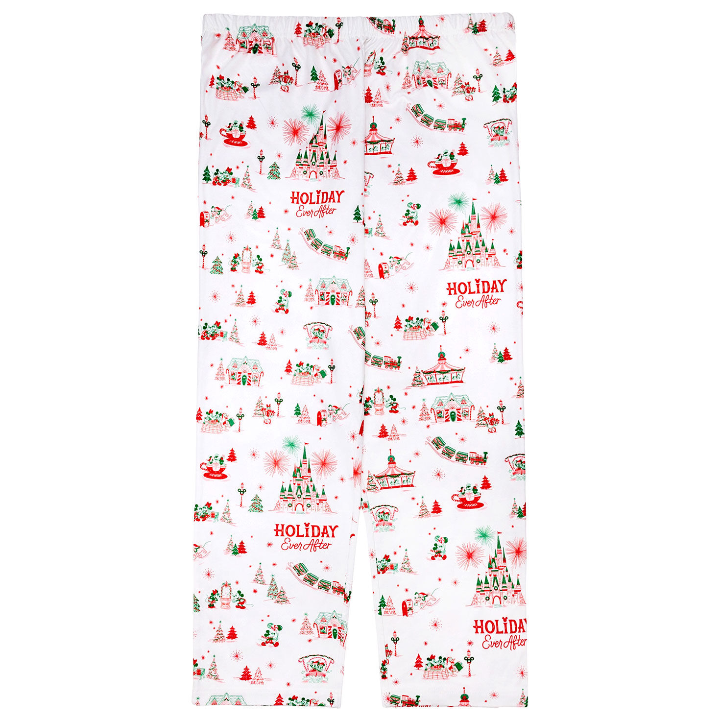 Pink Green Disney Pattern Pajamas front pants image number 4