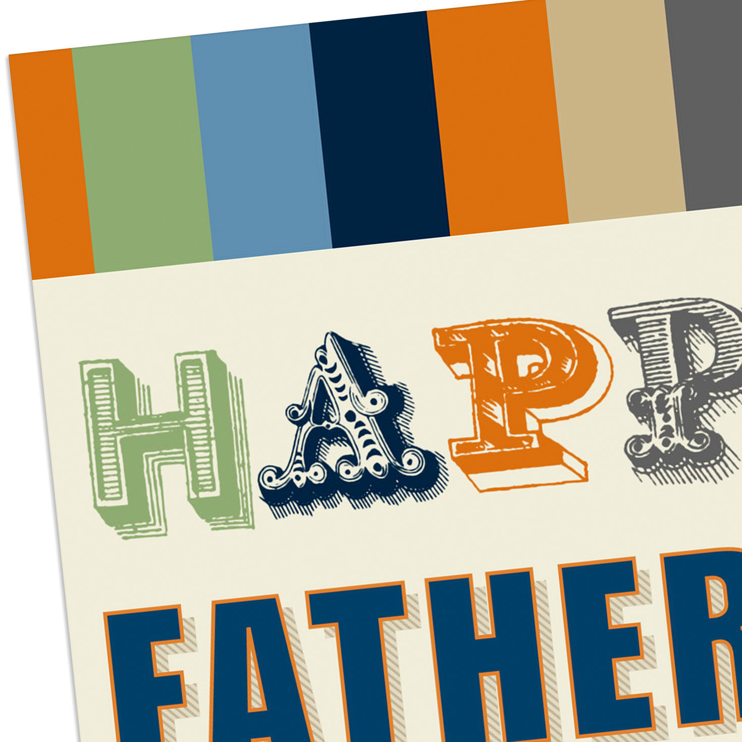 Vintage Lettering and Stripes Happy Father's Day Card Card Front Detail image number 4
