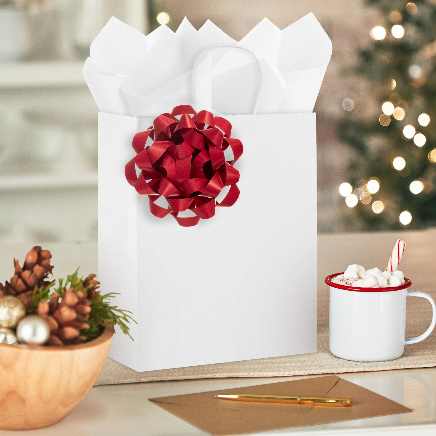 4.6" Bright Red Paper Gift Bow, Bright Red, large image number 2