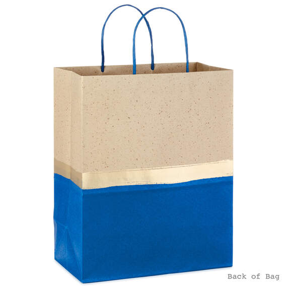 13" Blue and Kraft Paper 6-Pack Gift Bag, , large image number 4