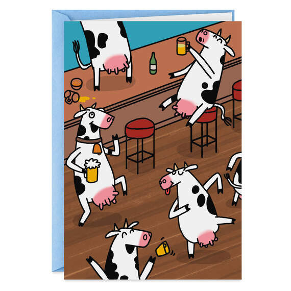 Party 'Til the Cows Come Home Funny Birthday Card, , large image number 1