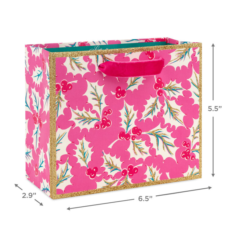 Lacey Chabert Holly Small Pink Christmas Gift Bag measurement image number 3