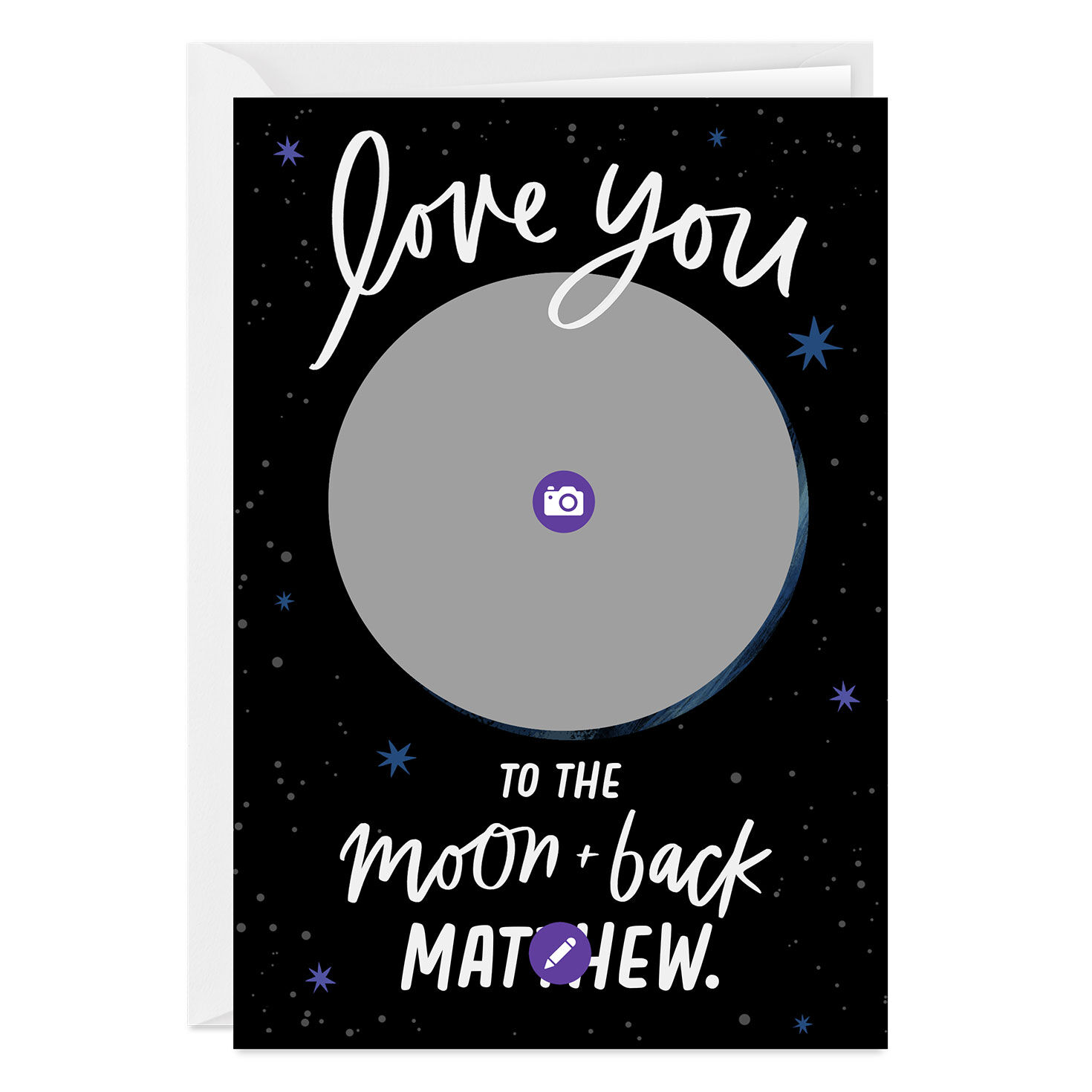 Personalized Moon and Stars Love Photo Card  image number 3