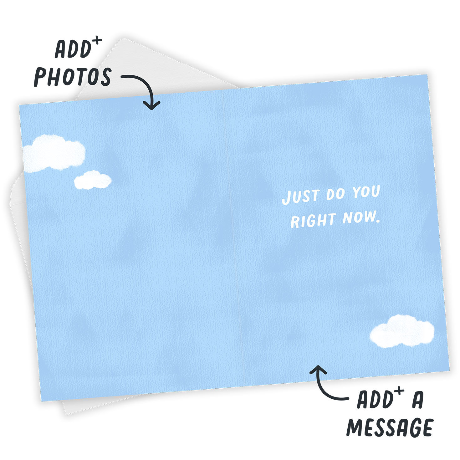 Better Days Blue Clouds Personalized Card Open Card with Envelope indicating personalization image number 3