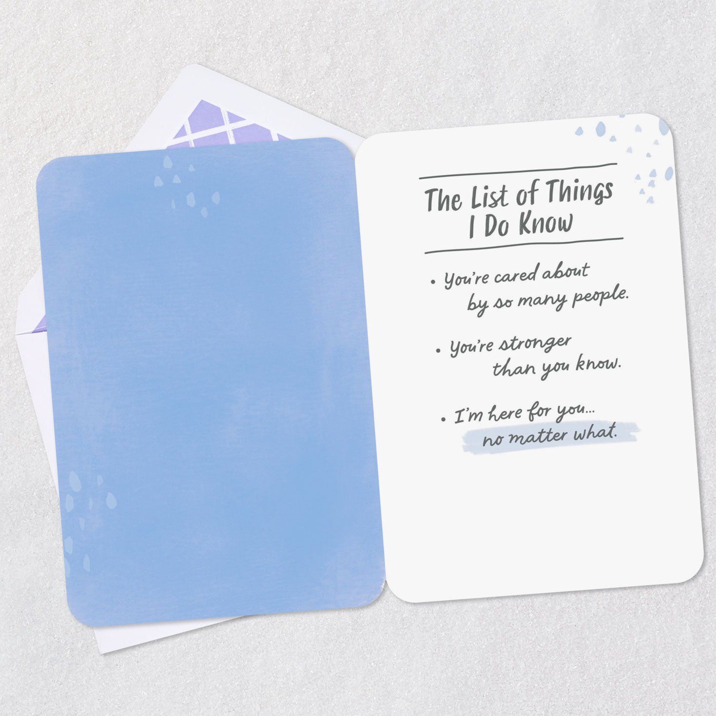 List of Things I Know Encouragement Card Open card with envelope image number 3