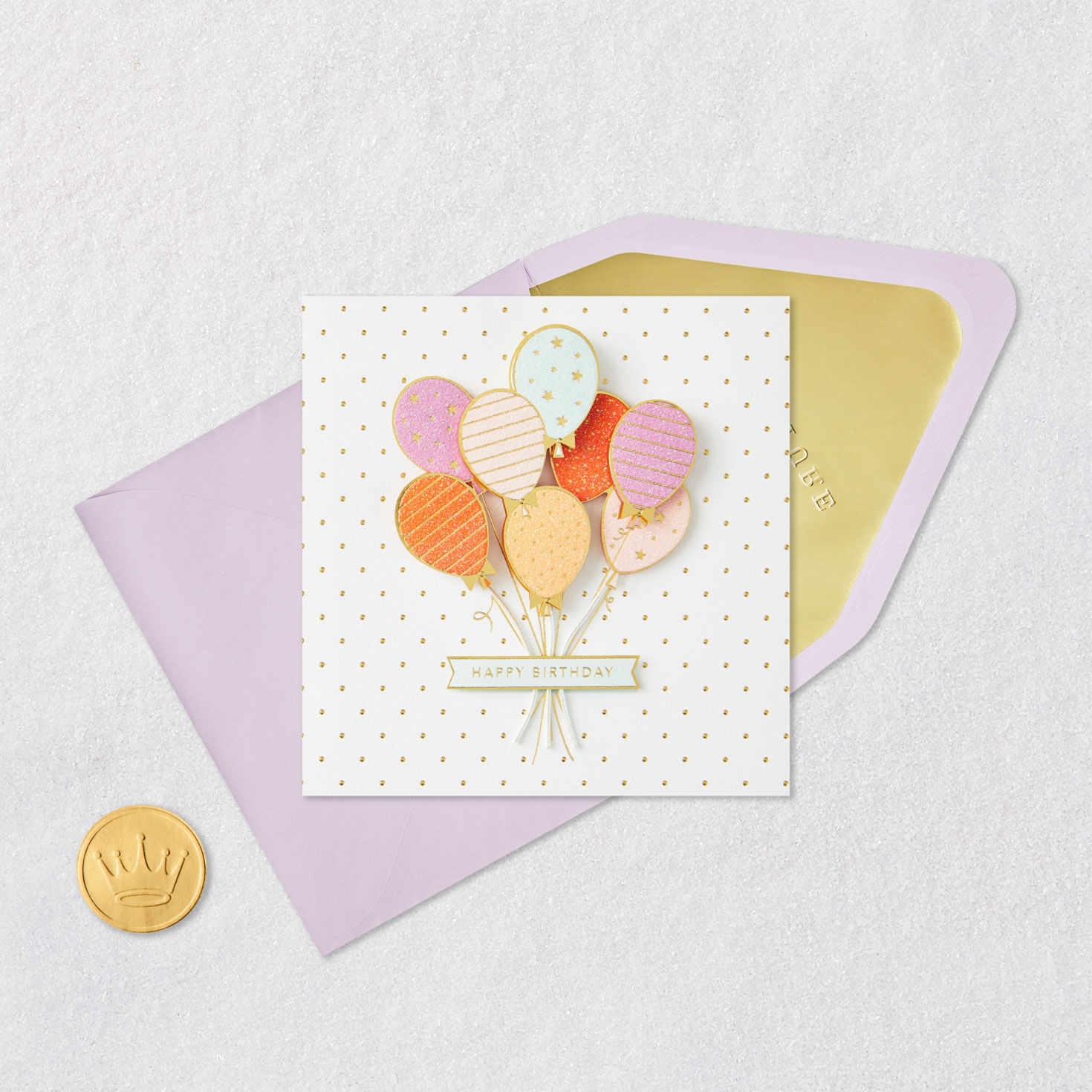 Upscale Balloon Bouquet Birthday Card Card Front with Envelope and Gold Seal image number 5