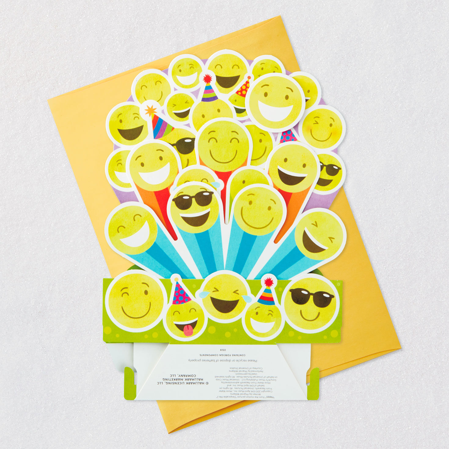 Emojis Musical Light-Up 3D Pop-Up Birthday Card Card Back with Envelope image number 7
