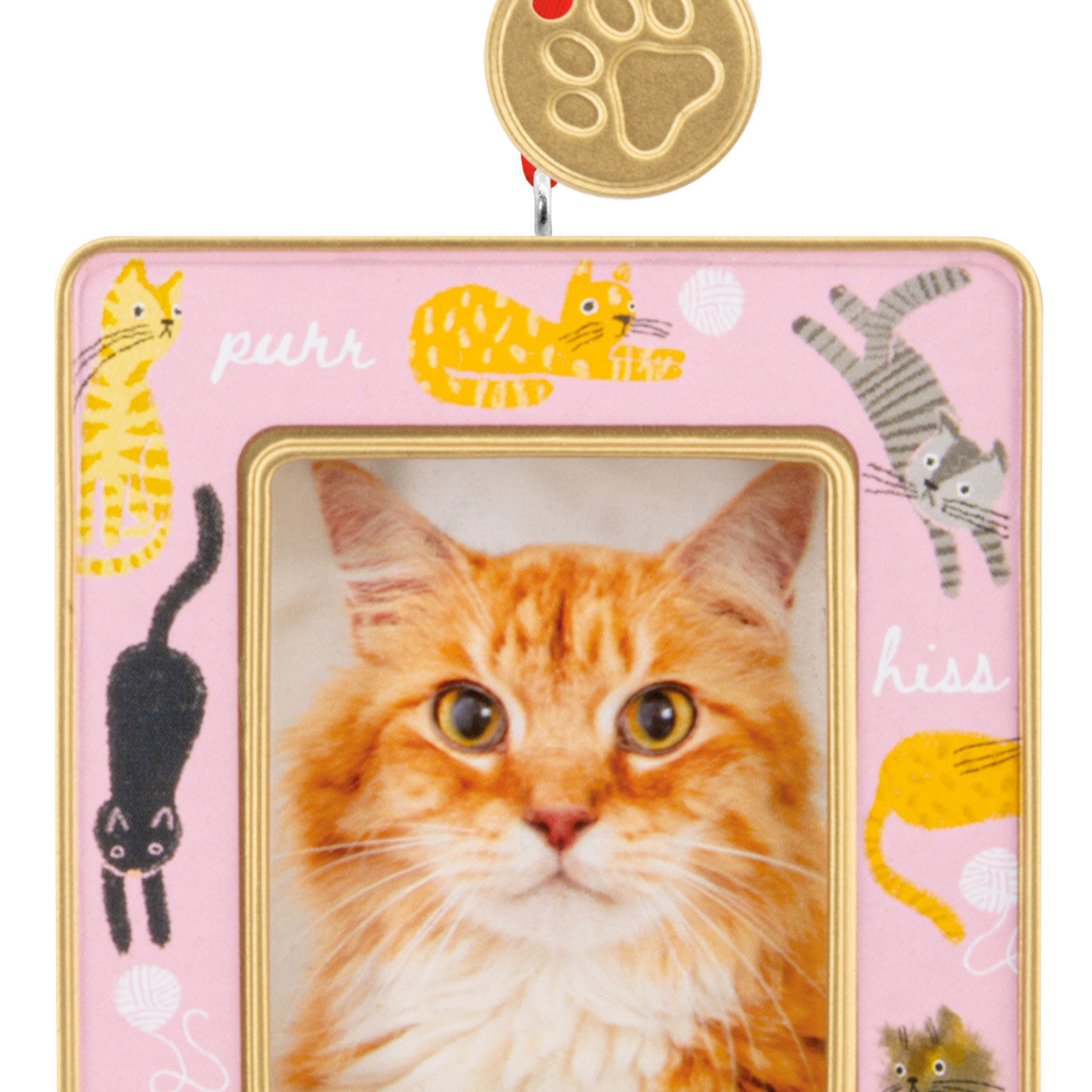 Cats on Pink Photo Frame Christmas Ornament upclose view image number 5