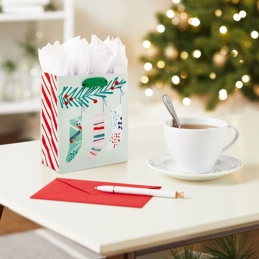 6.5" Trio of Stockings Small Christmas Gift Bag, 