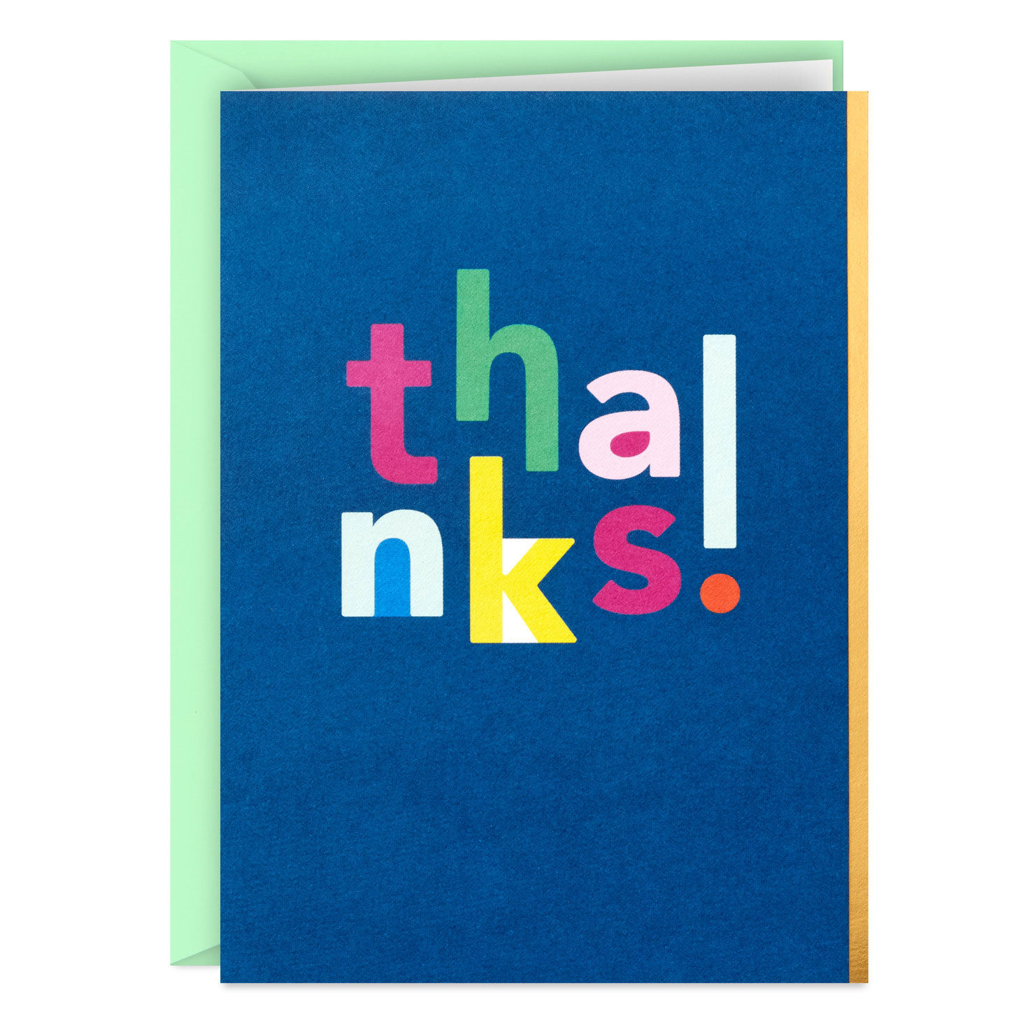 Colorful Thanks on Blue Blank Thank-You Note Cards, Pack of 5, , large image number 2