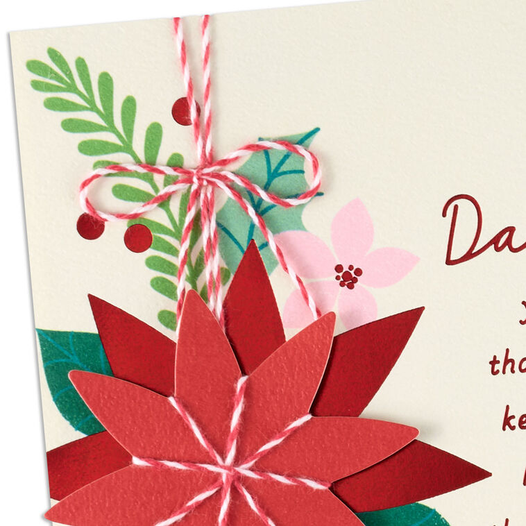 Red and Pink Poinsettias Daughter Christmas Card Card Front Detail image number 4